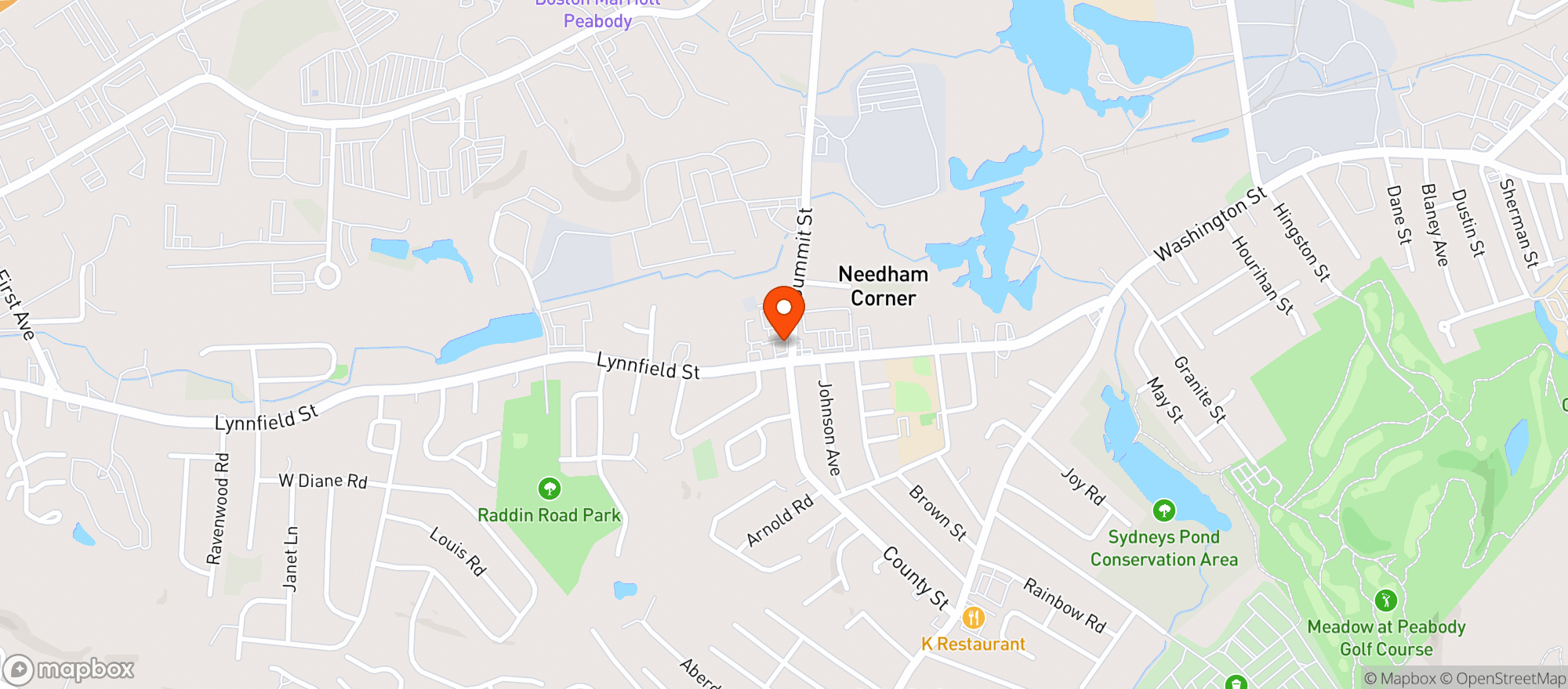 Map showing South Peabody Liquor Mart