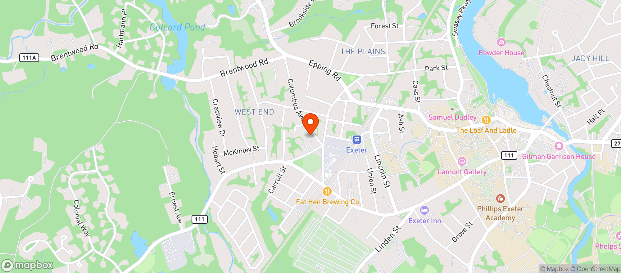 Map showing Exeter Lanes