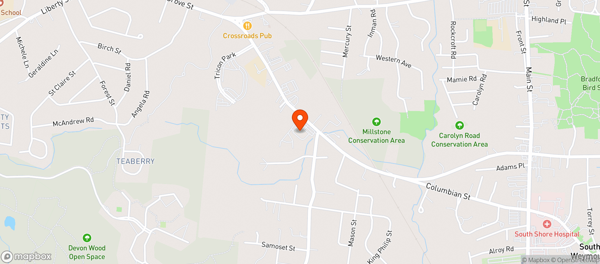 Map showing Curtis Liquors - Weymouth