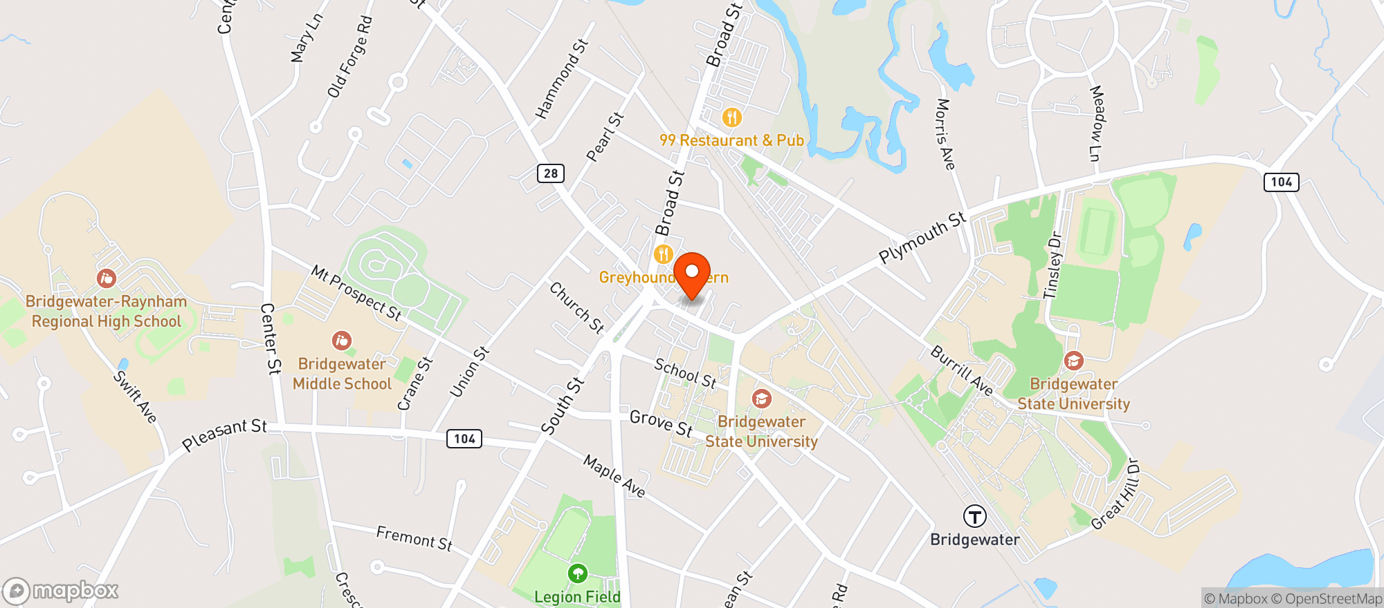 Map showing Bridgewater Triangle Pub