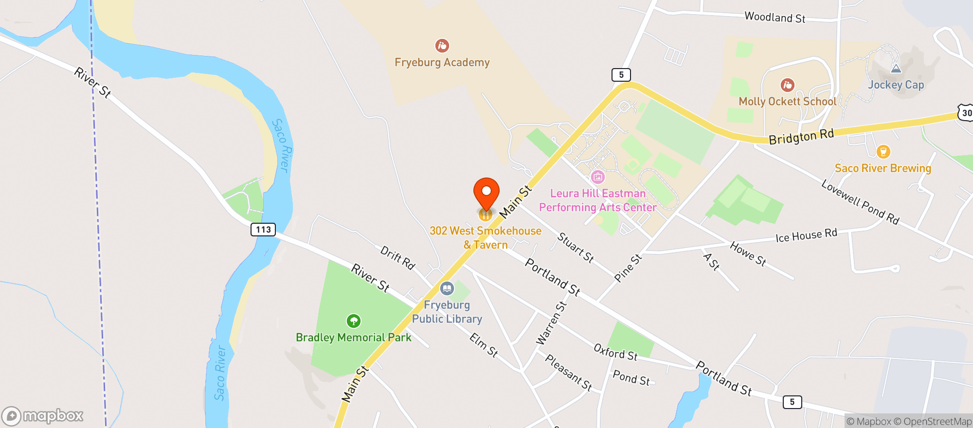 Map showing 302 West Smokehouse & Tav