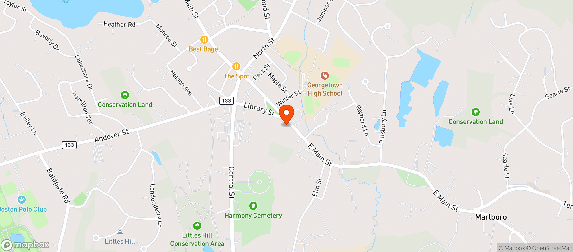 Map showing Route 133 Liquors Georgetown