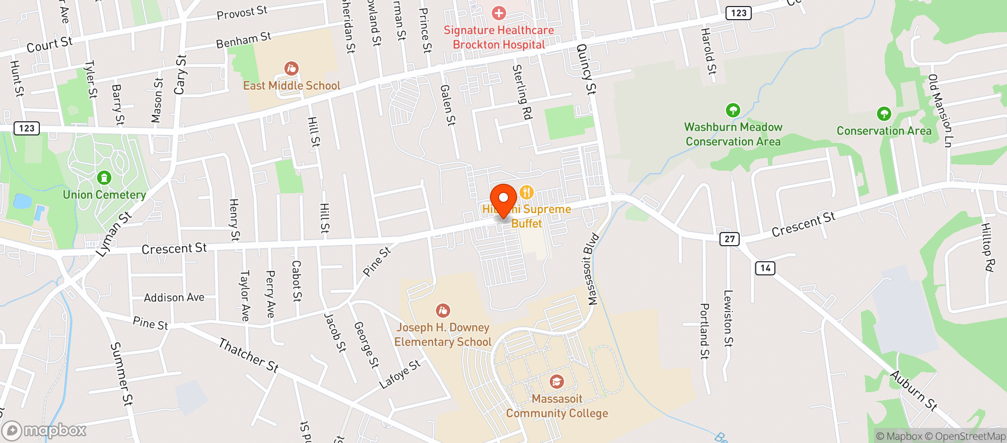 Map showing Shaws - 04407 - Brockton
