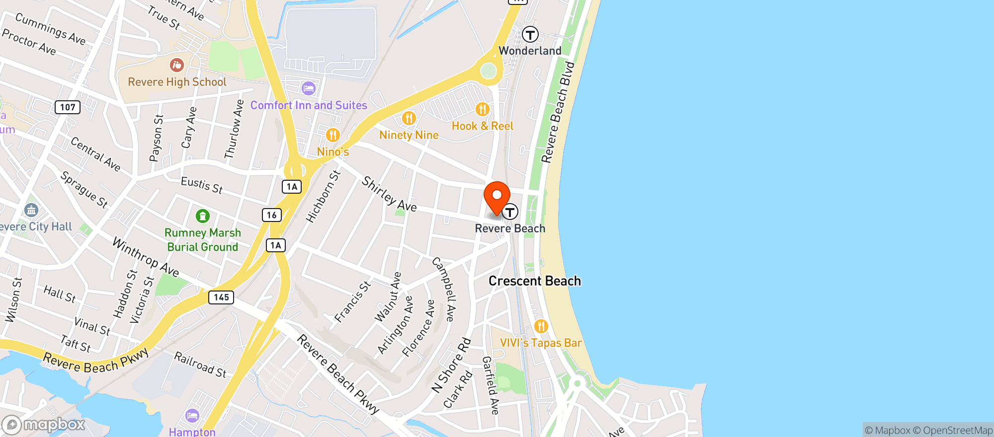 Map showing Ocean Liquors