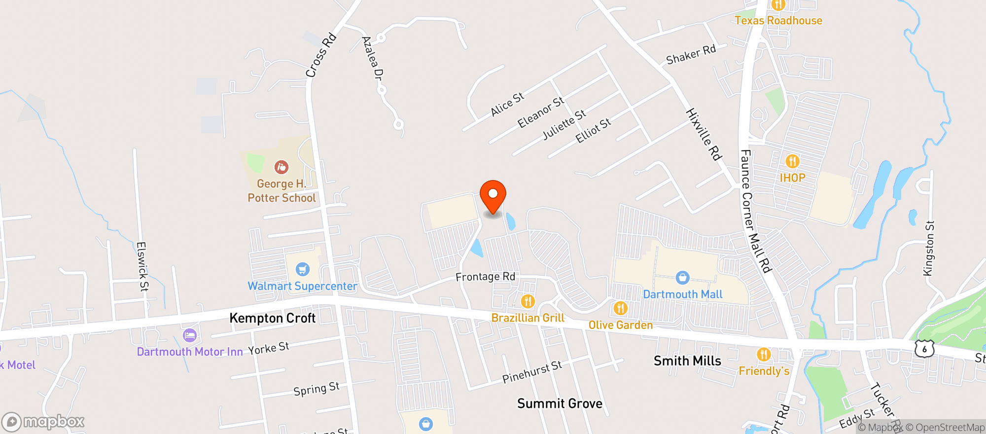 Map showing BJ's #23 North Dartmouth