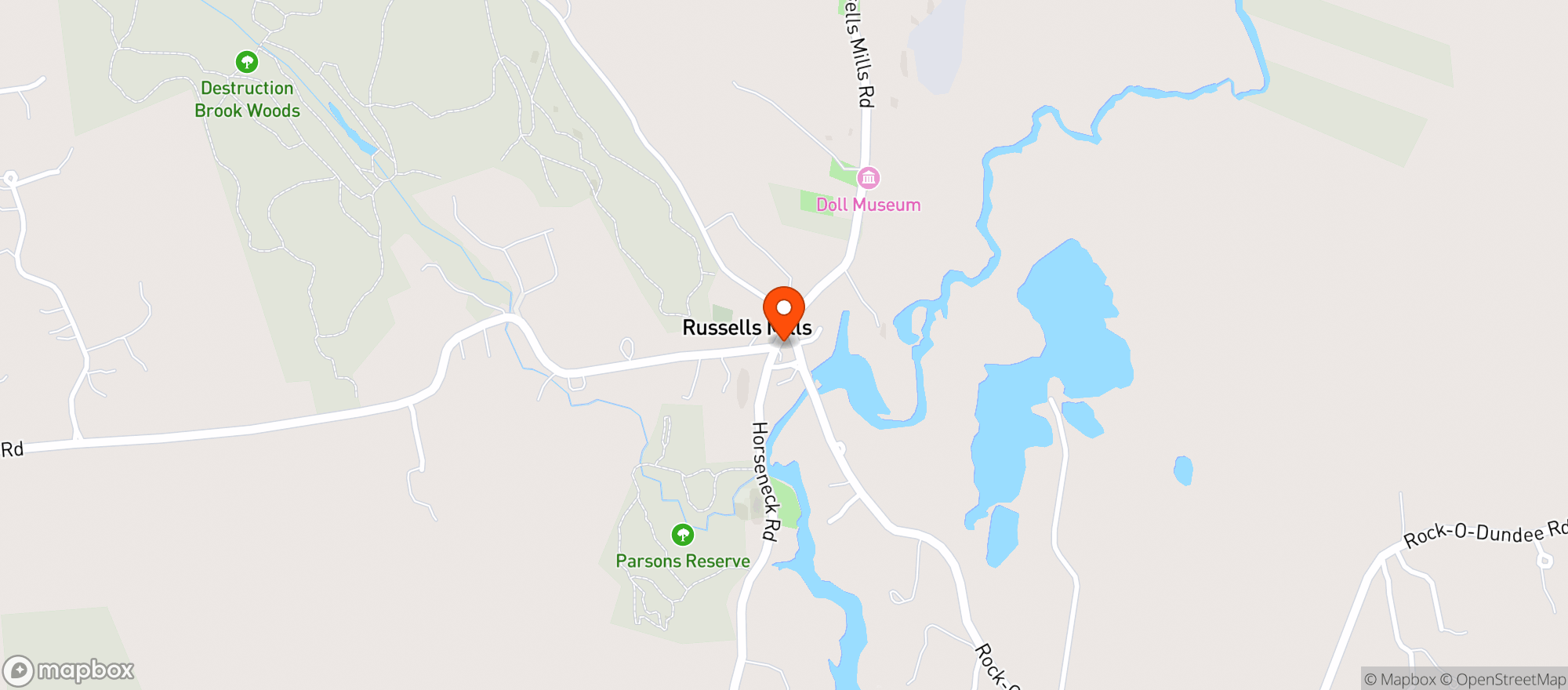 Map showing Davoll's General Store