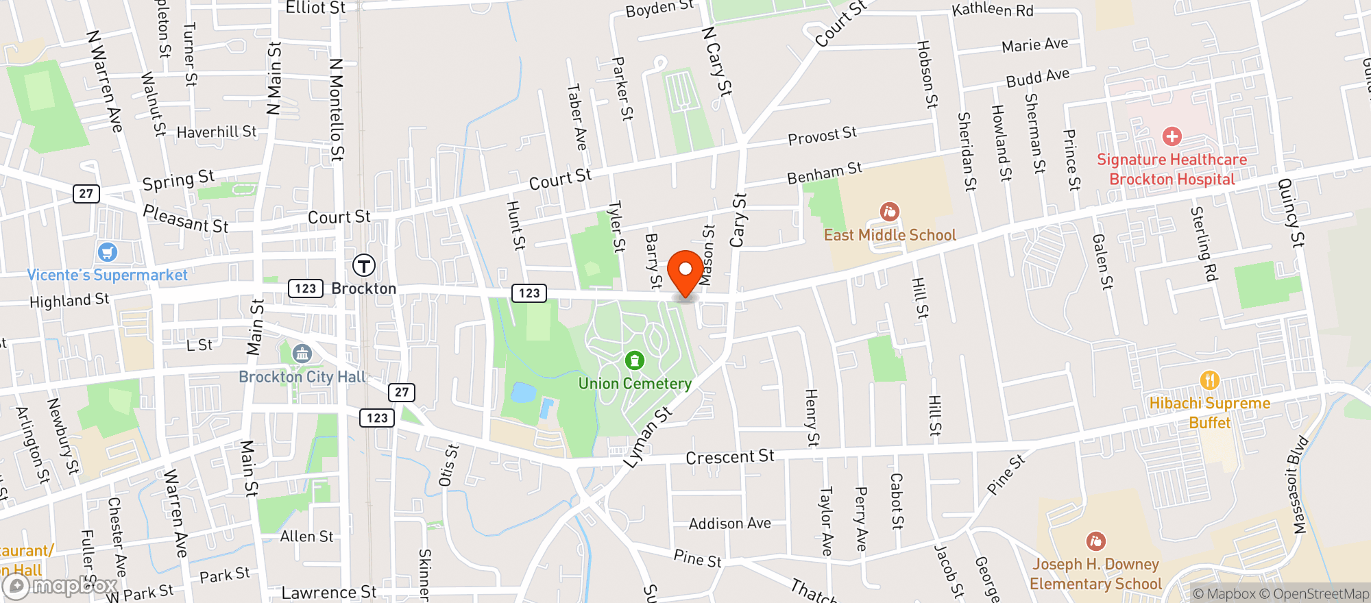 Map showing Stop & Shop - 0054 - Brockton