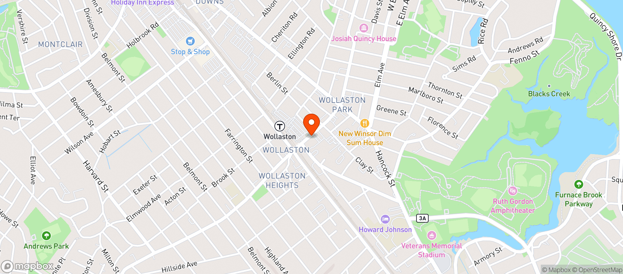 Map showing Wollaston Wine & Spirits