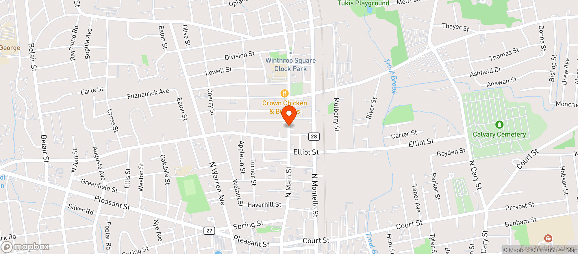 Map showing Brockton Liquors