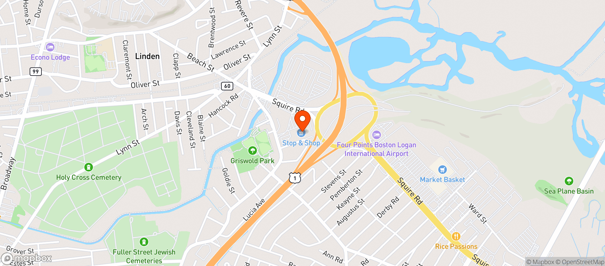 Map showing Stop & Shop - 0043 - Revere