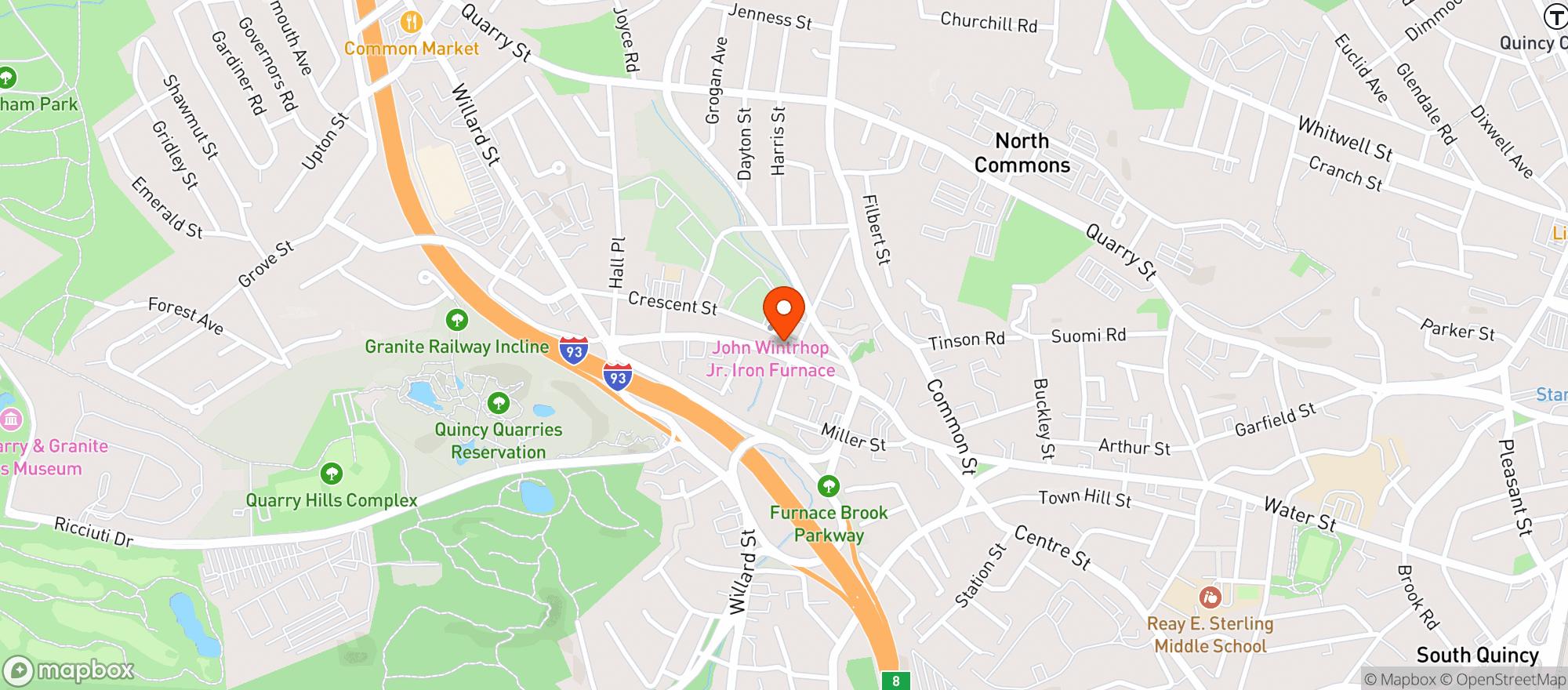 Map showing COPELAND PACKAGE STORE