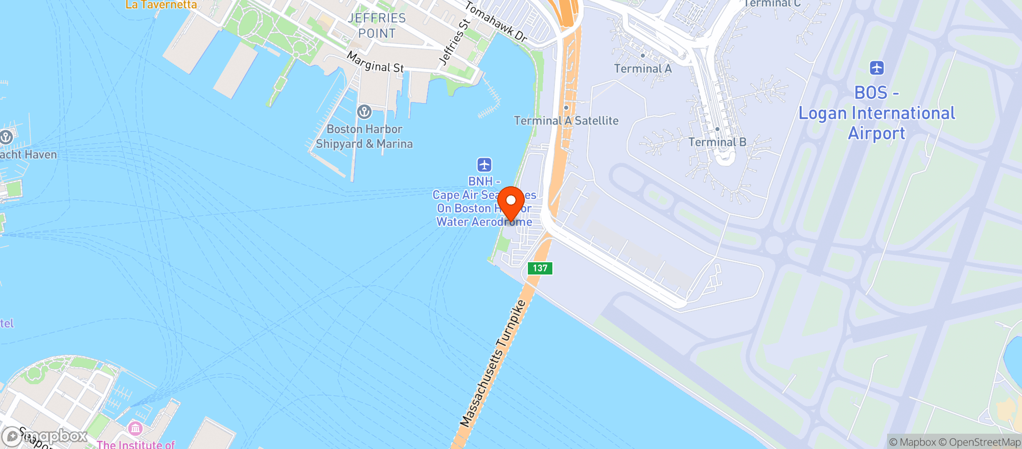 Map showing Hyatt Regency Boston Harbor