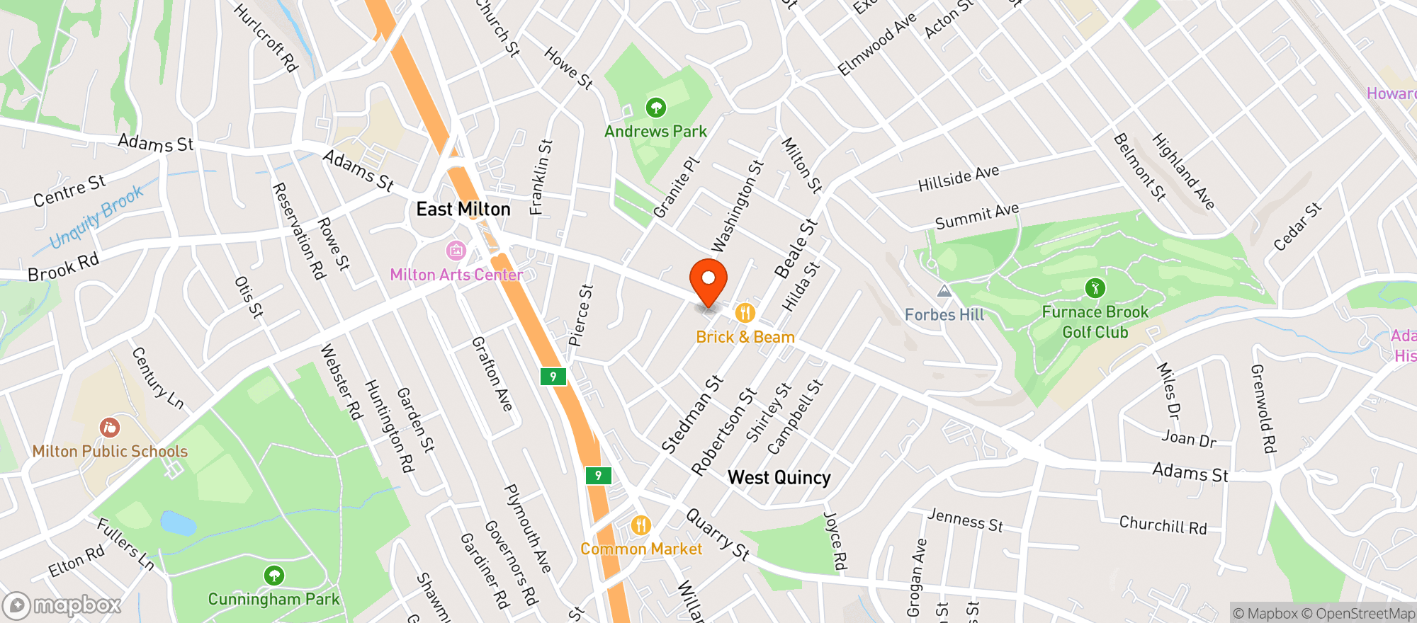 Map showing Curtis Liquors Quincy