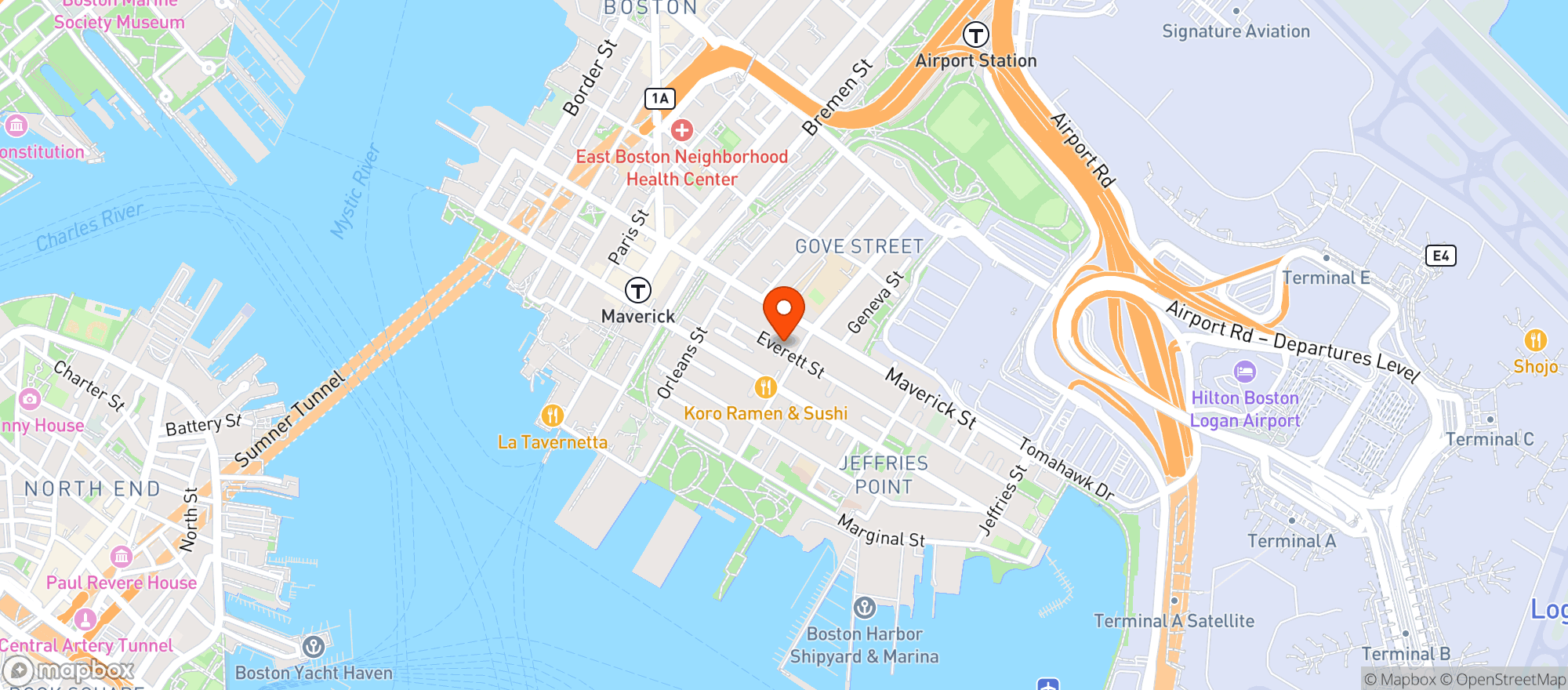 Map showing STOP & SHOP (60 EVERETT STREET)