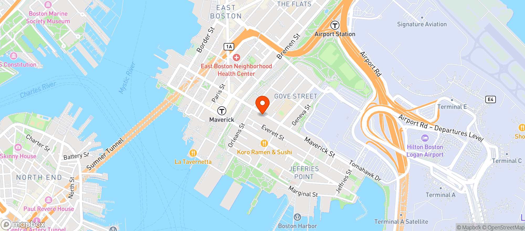 Map showing Maverick Street Market
