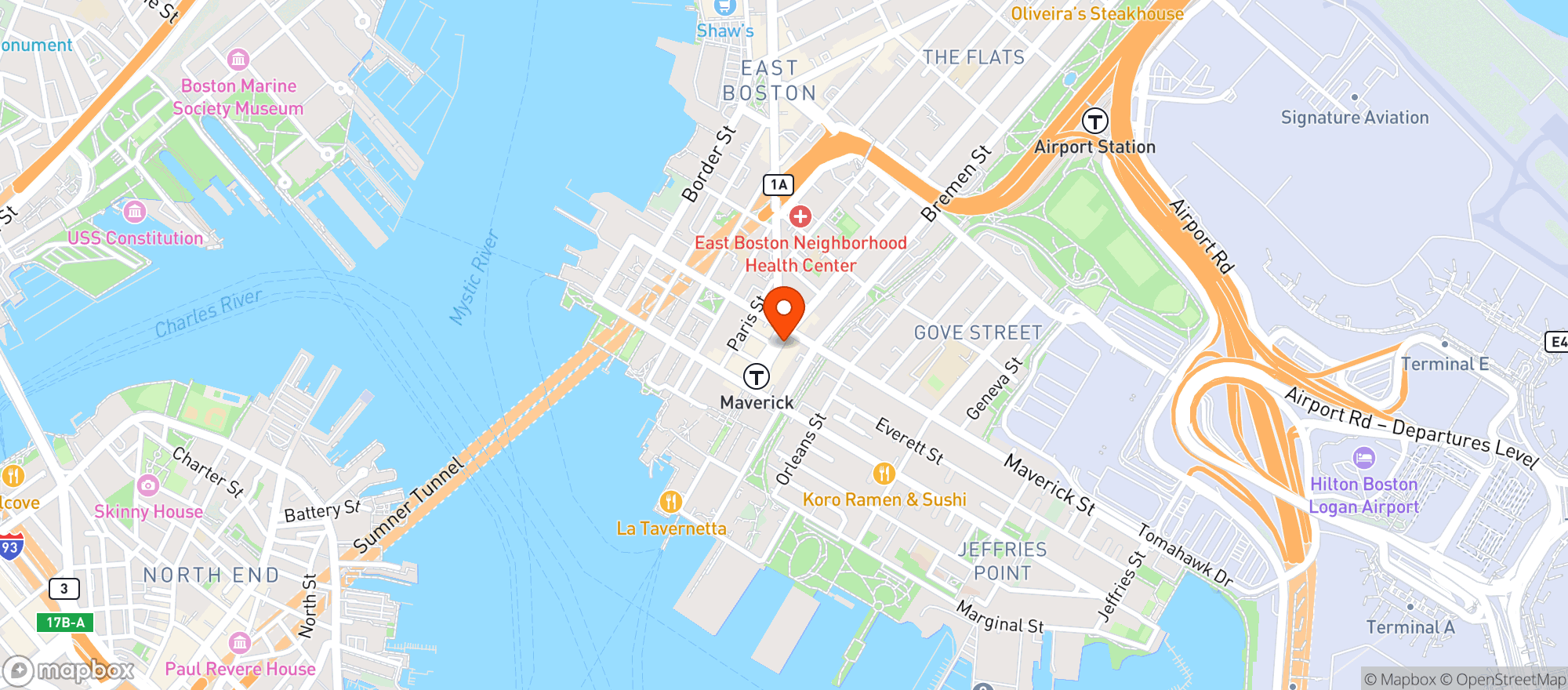 Map showing Clipper Ship