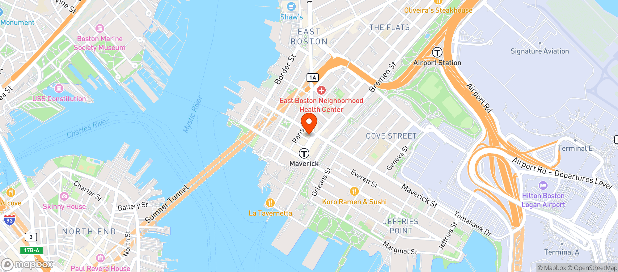 Map showing Square Bites