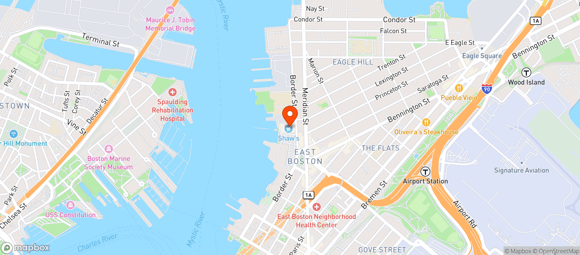 Map showing Shaw's Supermarkets East Boston