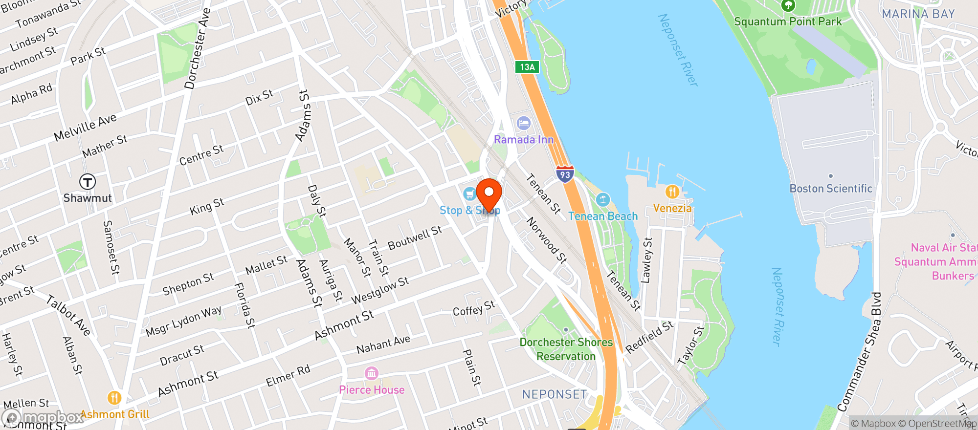 Map showing Stop & Shop - 0018 - Boston