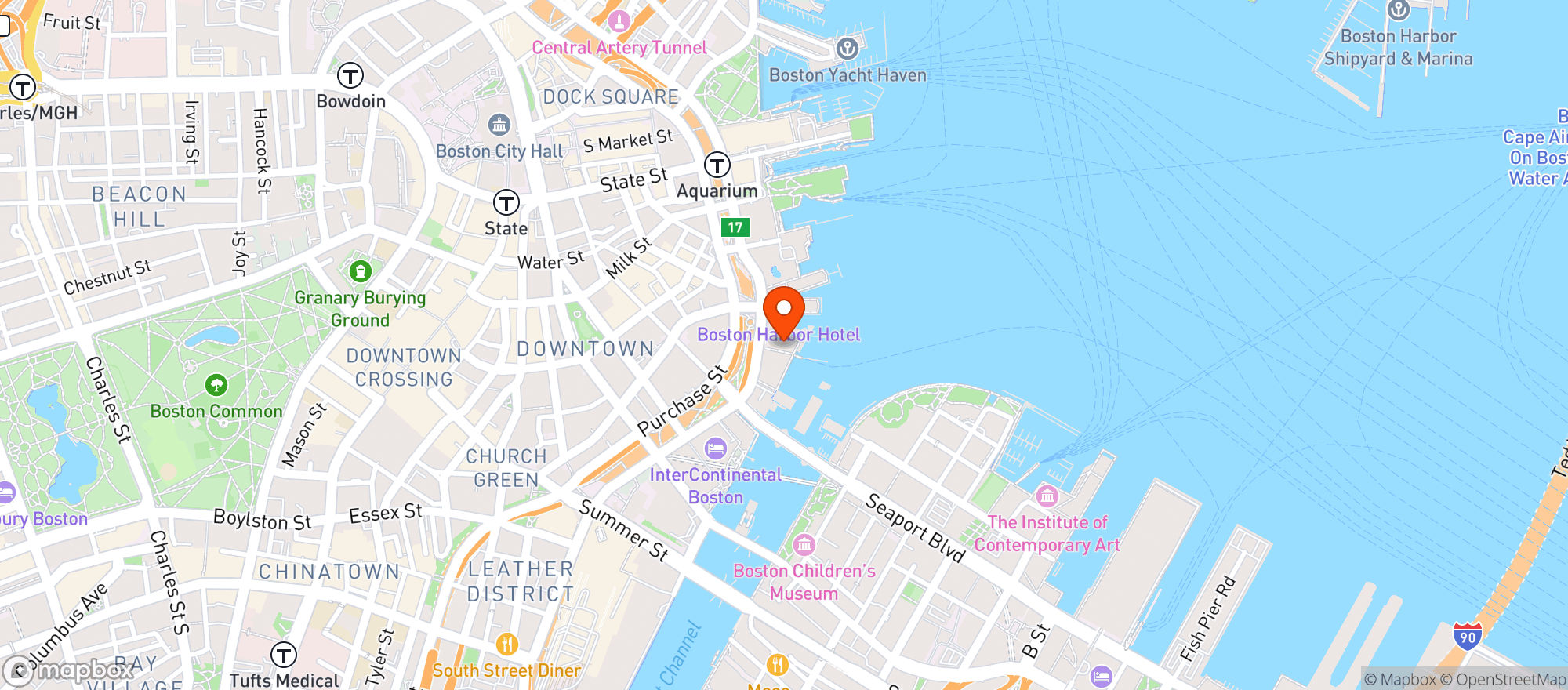Map showing Boston Harbor Hotel