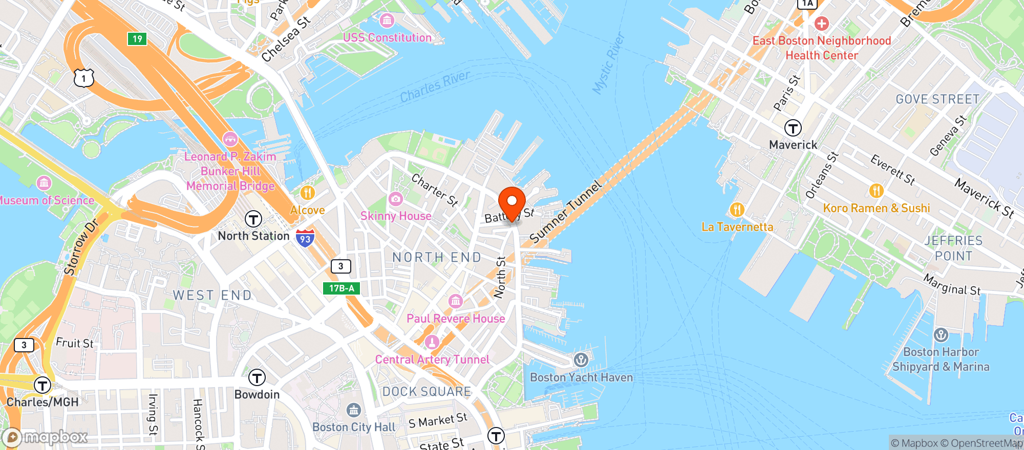 Map showing Boston Bottle