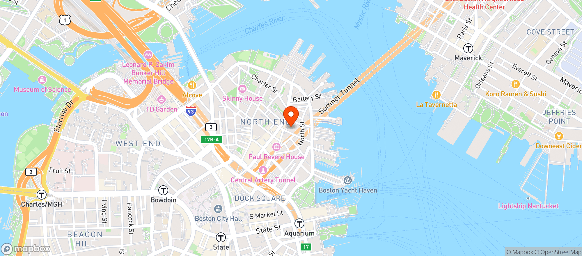 Map showing Prezza Restaurant
