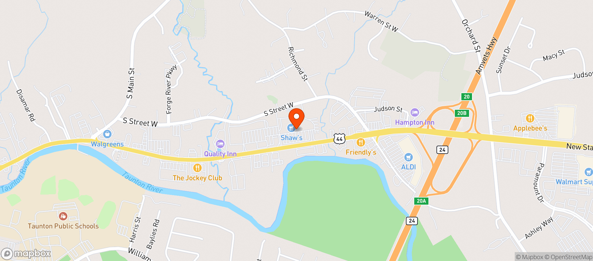 Map showing Shaws