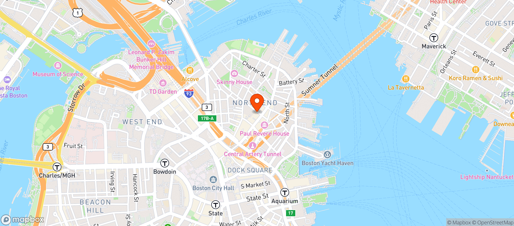 Map showing Aperitivo, The Shop