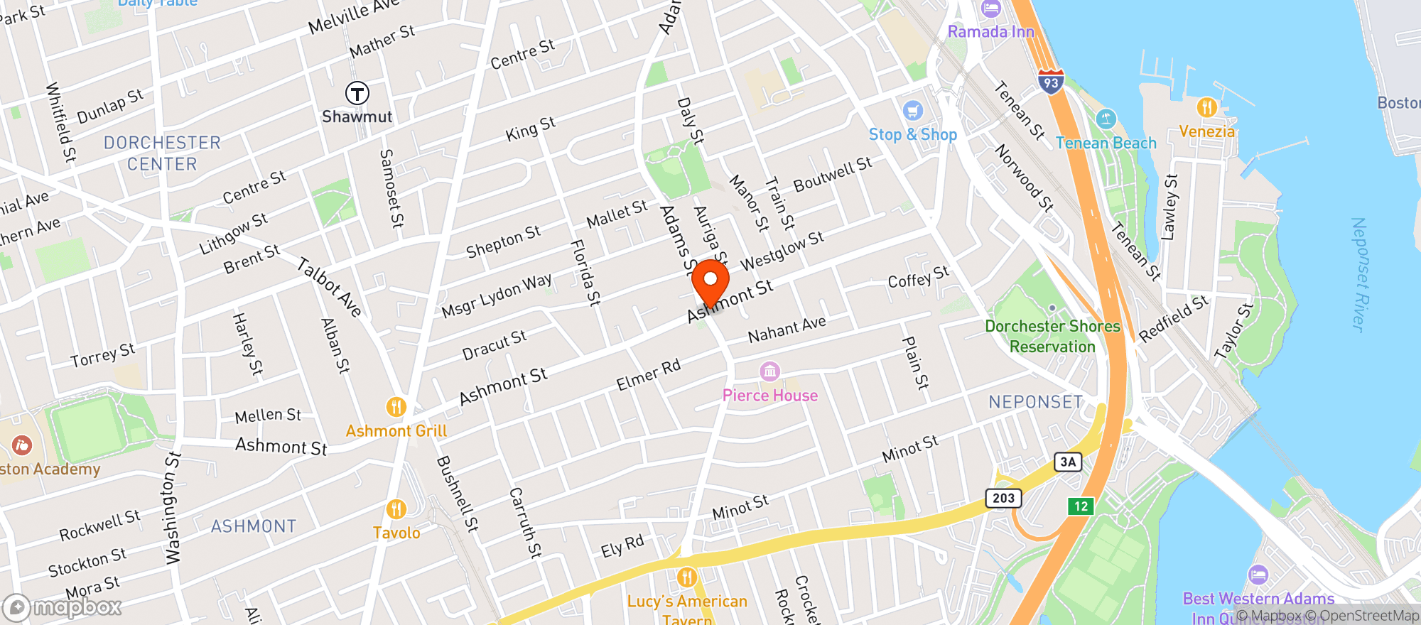 Map showing Ashmont Market