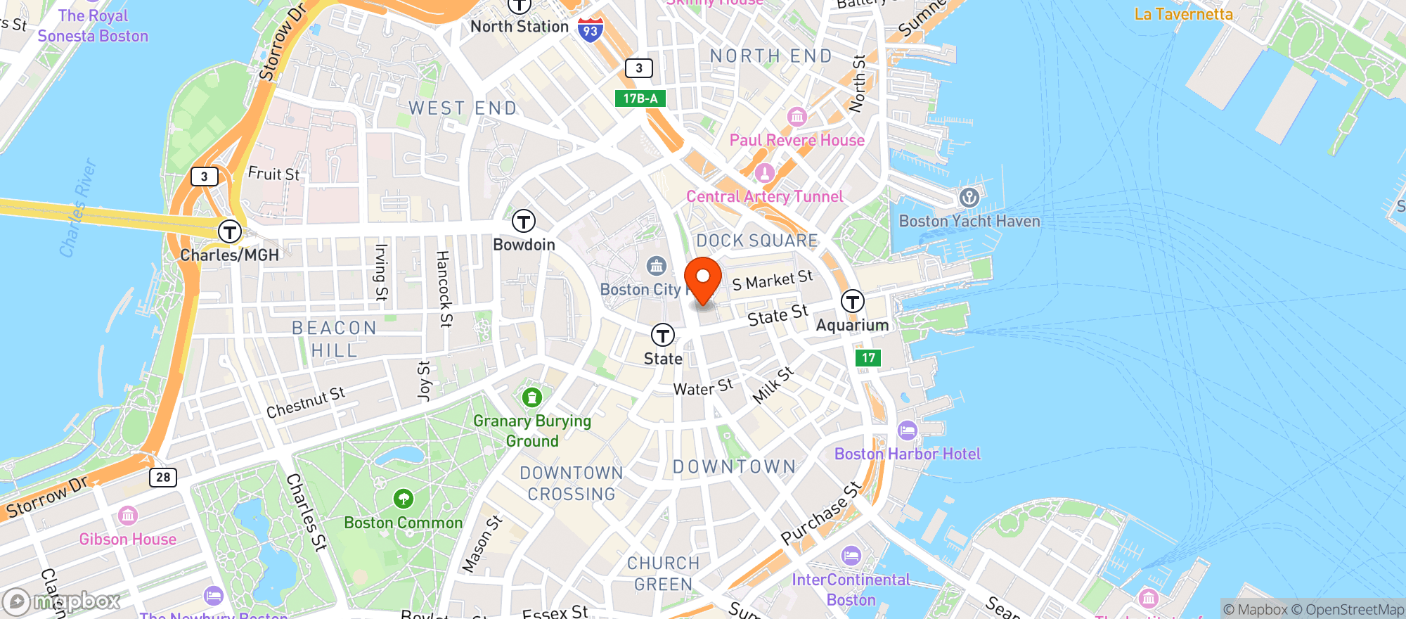 Map showing Samuel Adams Boston Taproom
