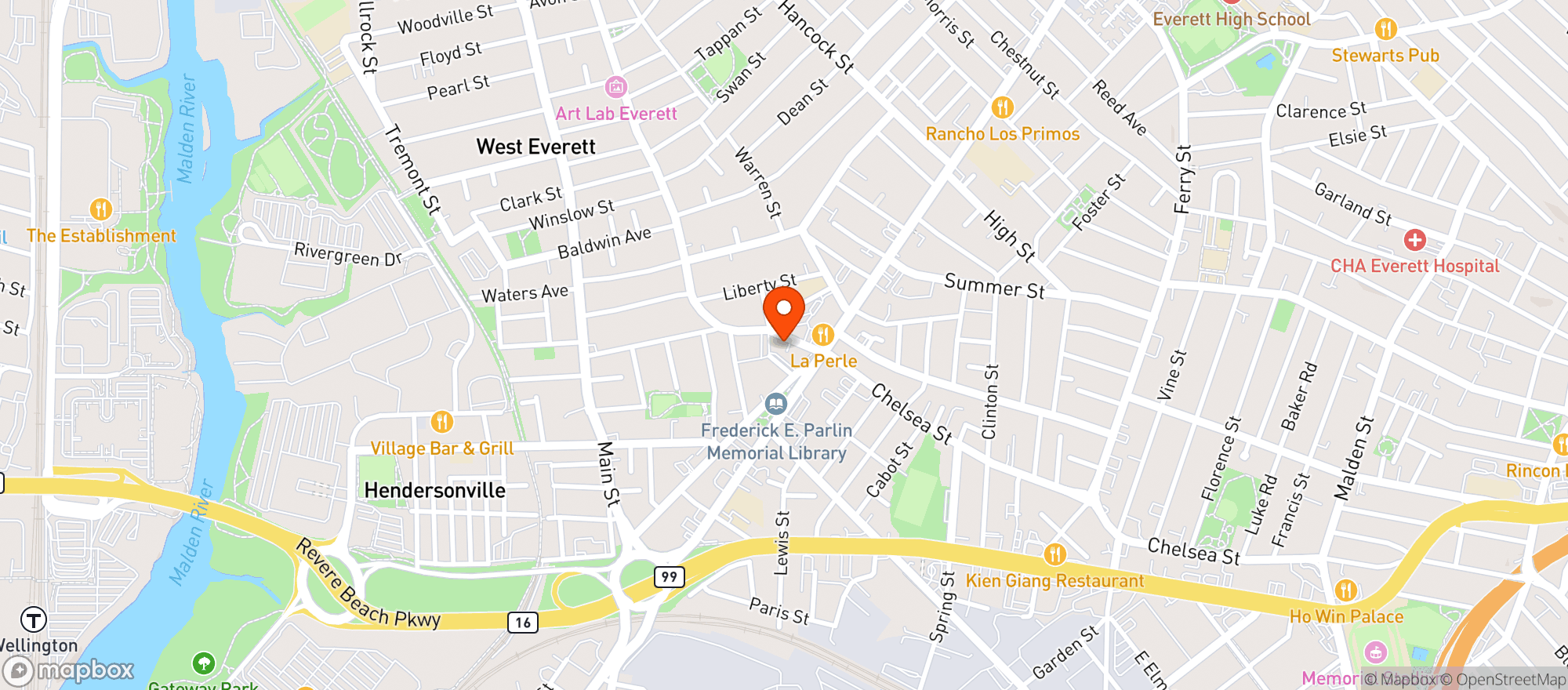 Map showing Broadway Liquors