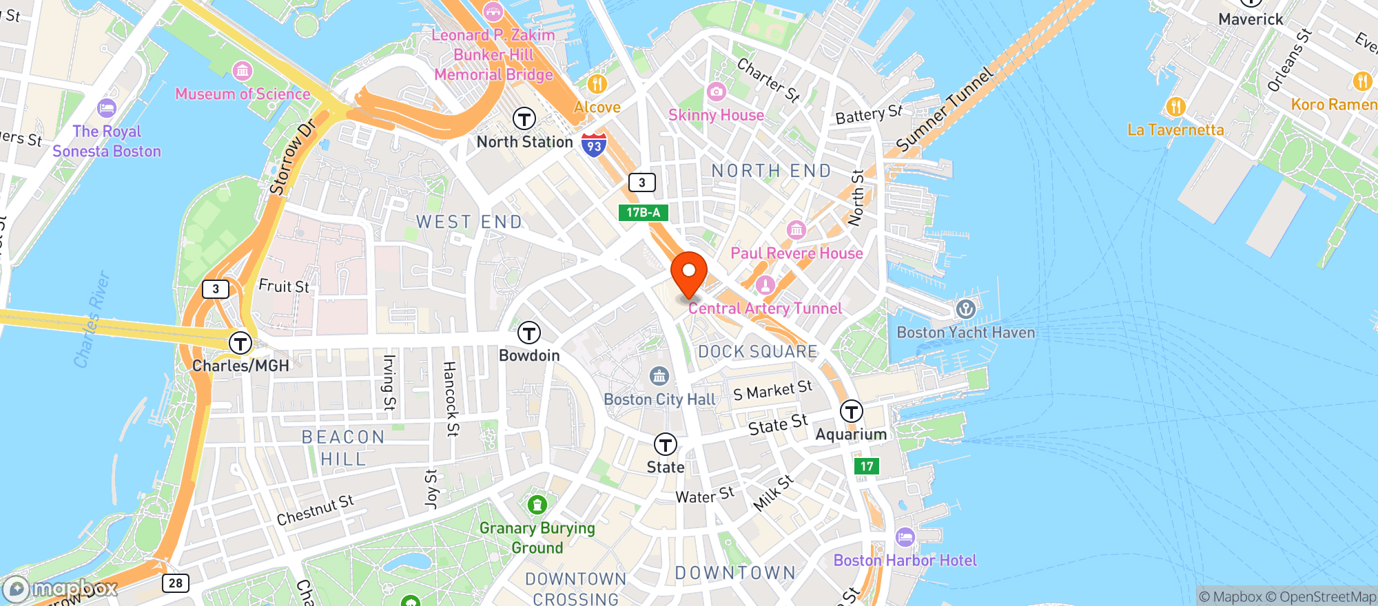 Map showing Boston Beer Alley