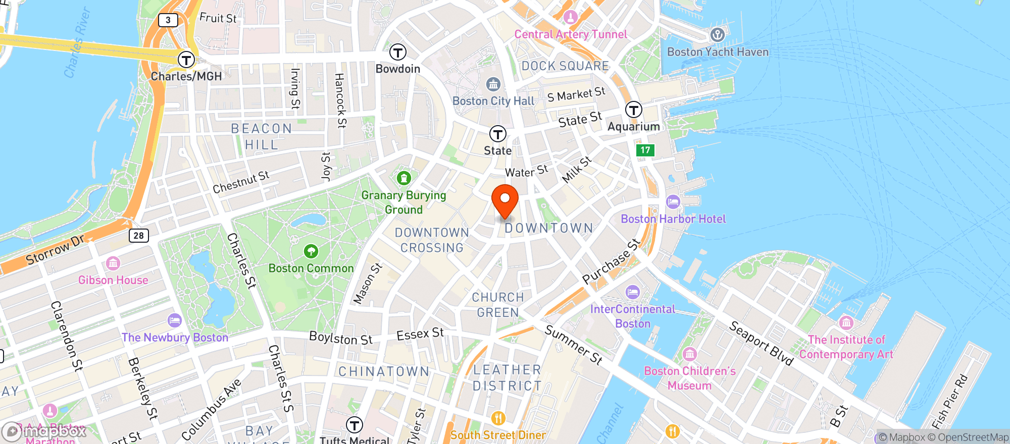 Map showing The Boston Wine Exchange