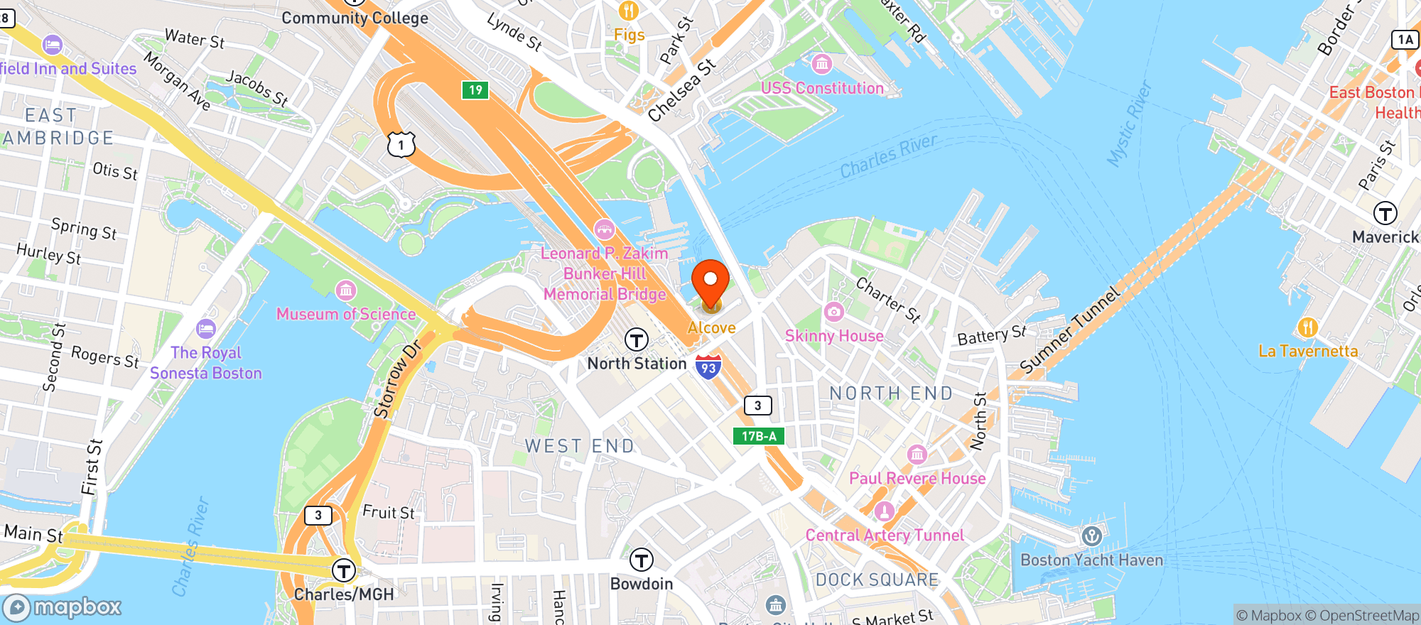 Map showing Alcove