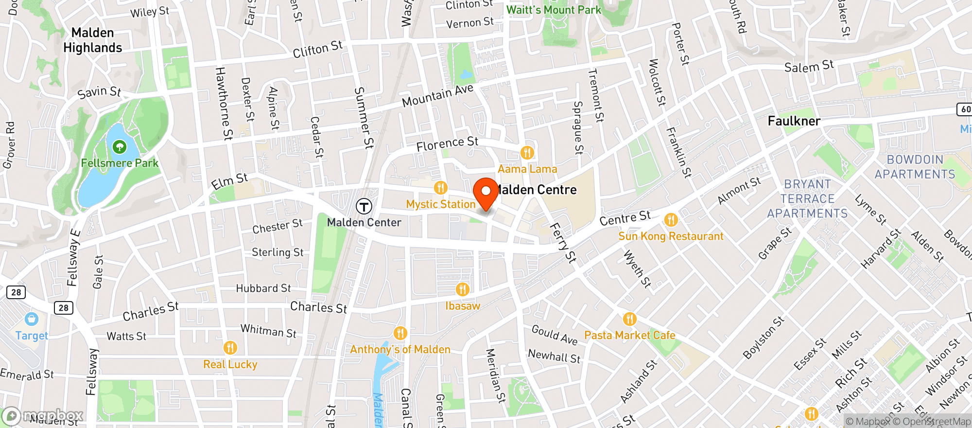 Map showing Faces Brewing Co.