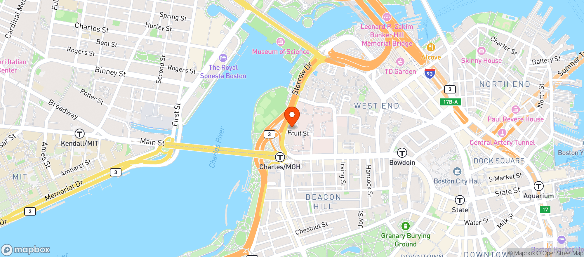 Map showing Liberty Hotel