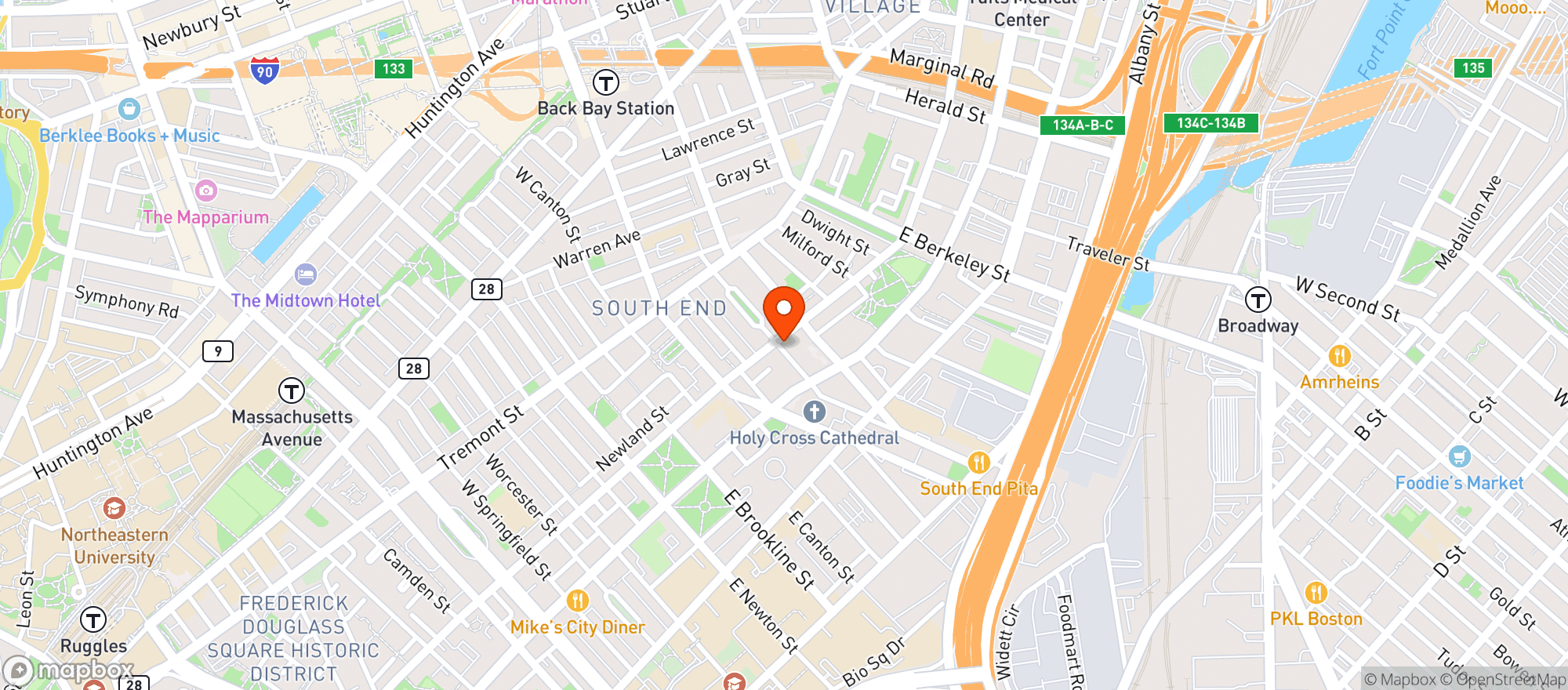 Map showing South End Buttery