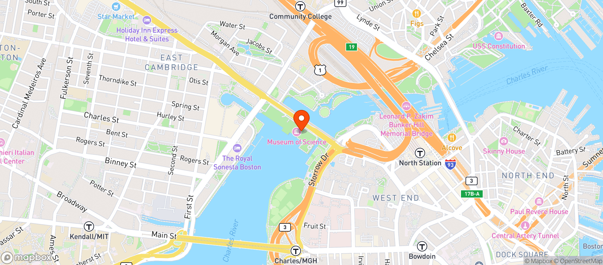 Map showing Museum Of Science