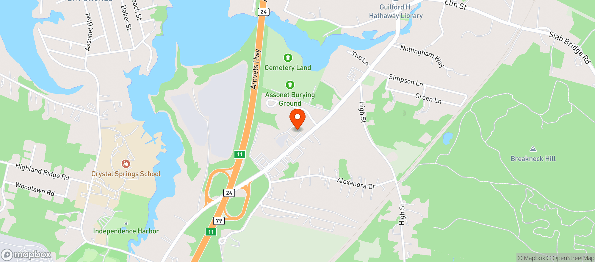 Map showing Juniors Convenience Store