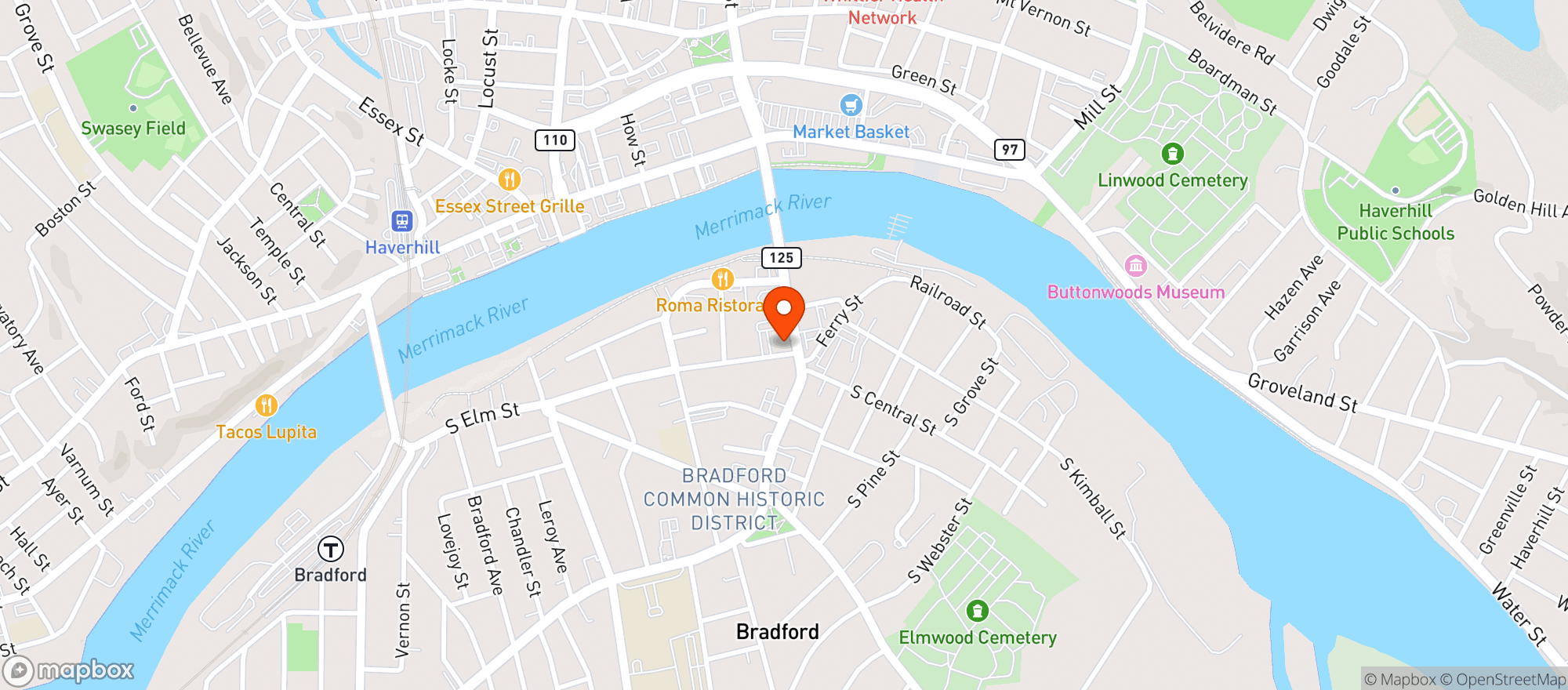 Map showing Bradford Convenience & Liquors