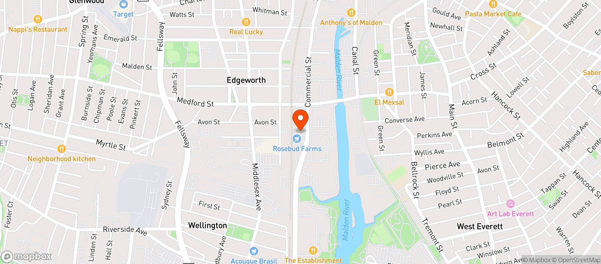 Map showing Misty Mountain Shop - Malden