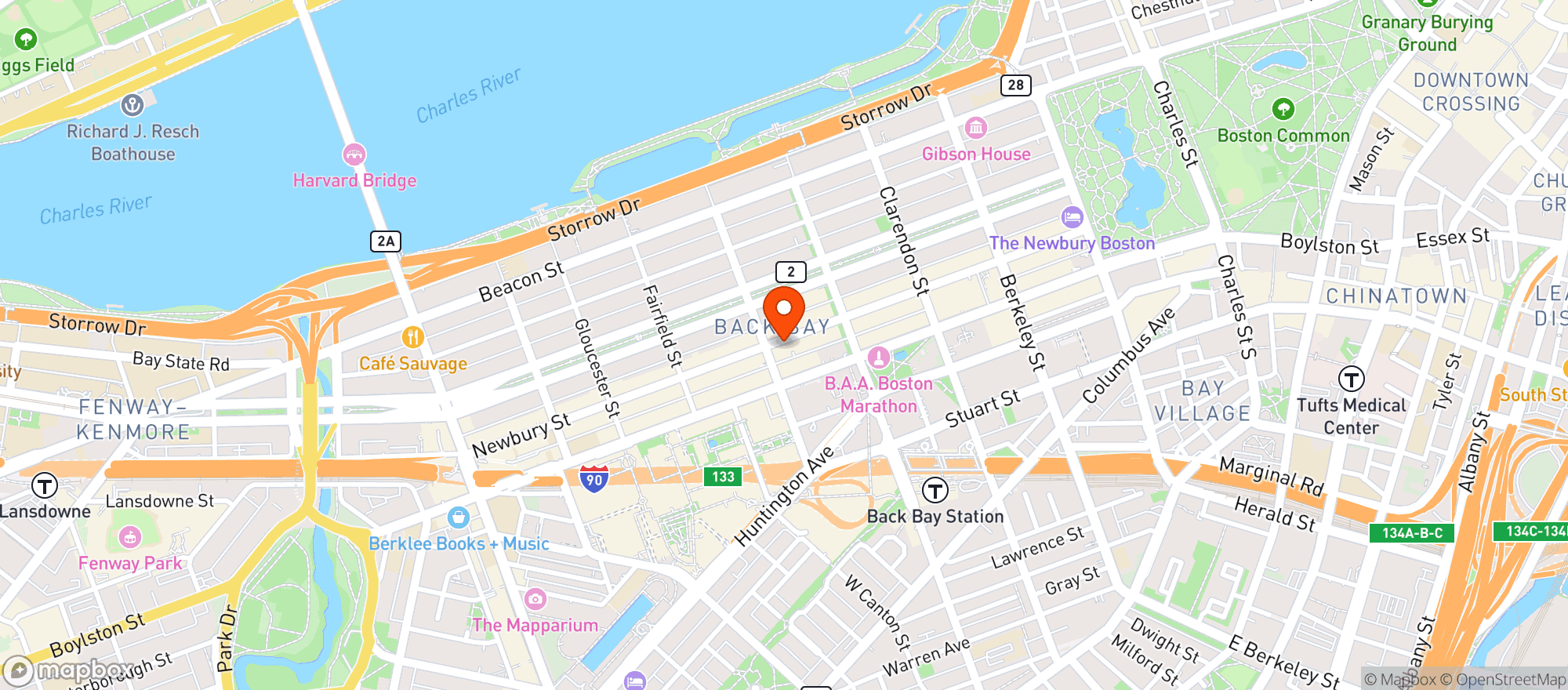 Map showing Stephanie's On Newbury