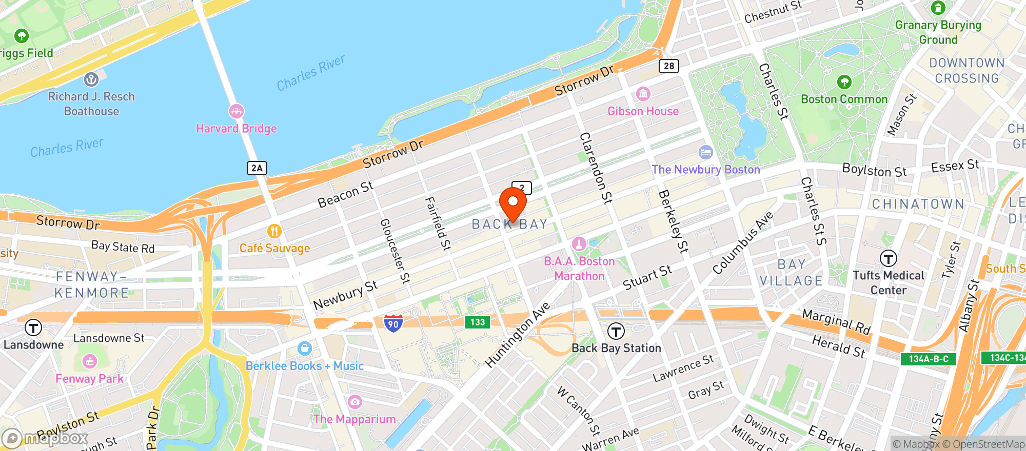 Map showing Joes American Bar & Grill