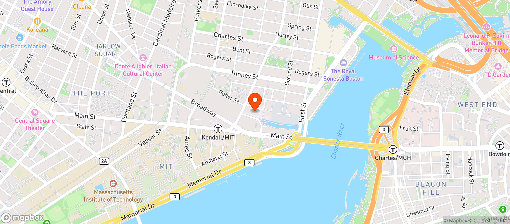 Map showing Cambridge Spirits