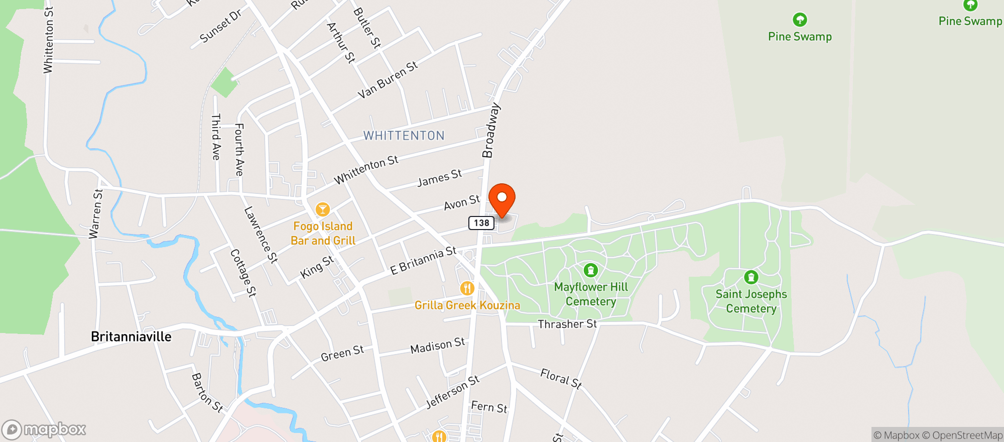 Map showing Taunton Wine and Liquor