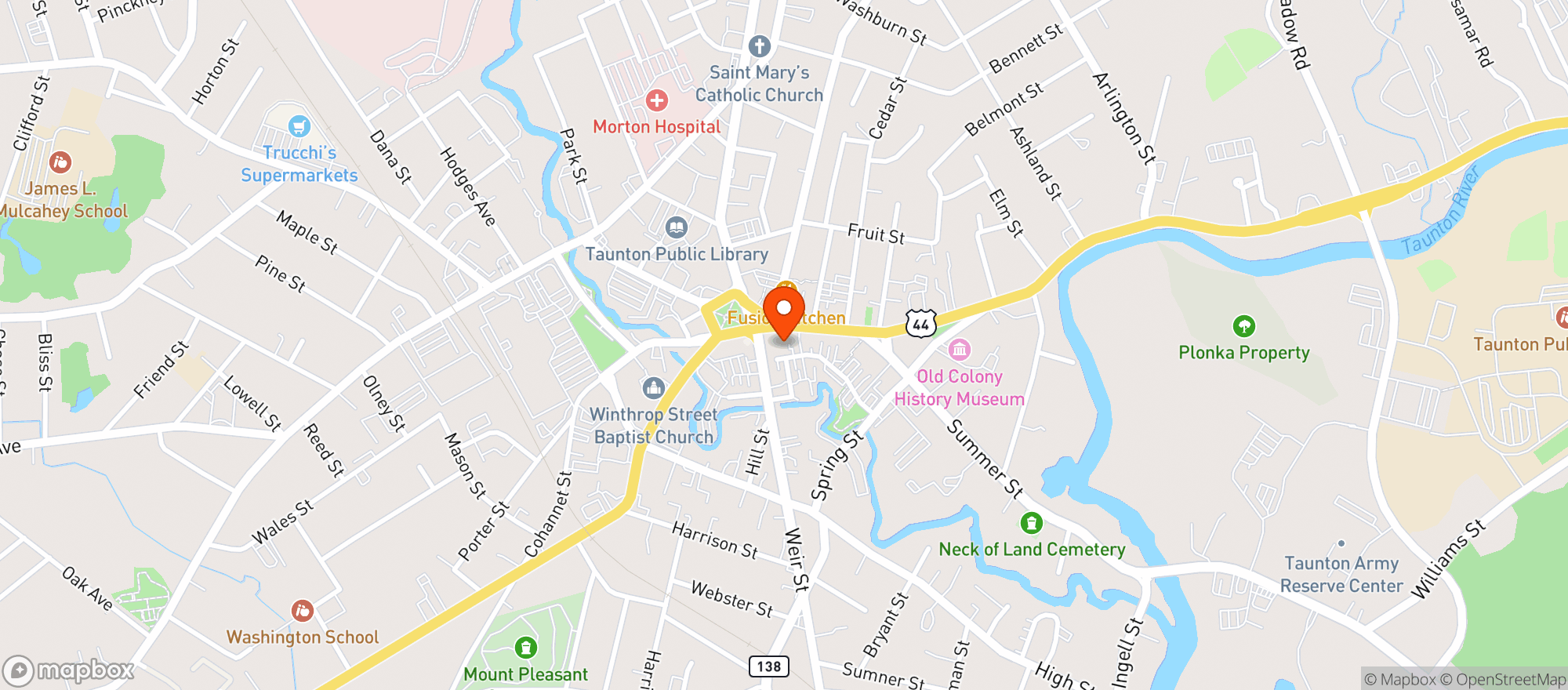 Map showing Taunton Performing Arts Center