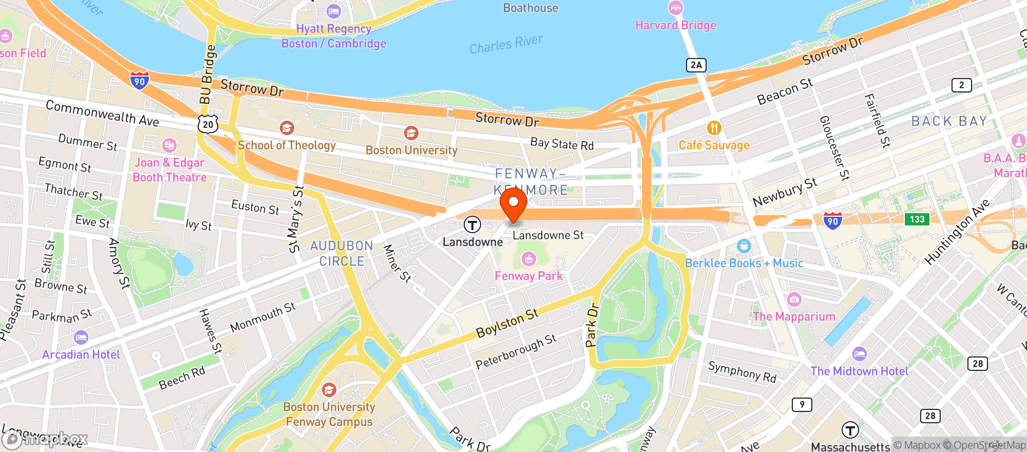 Map showing New Dia - Fenway