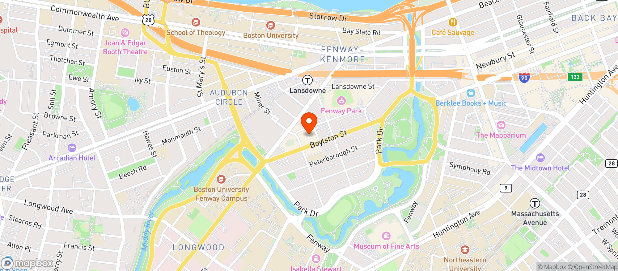 Map showing Fenway Beer Shop