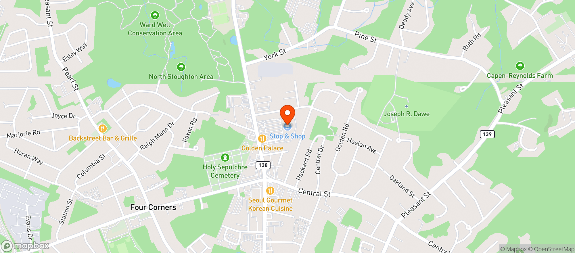 Map showing Stop & Shop (278 Washington Street)