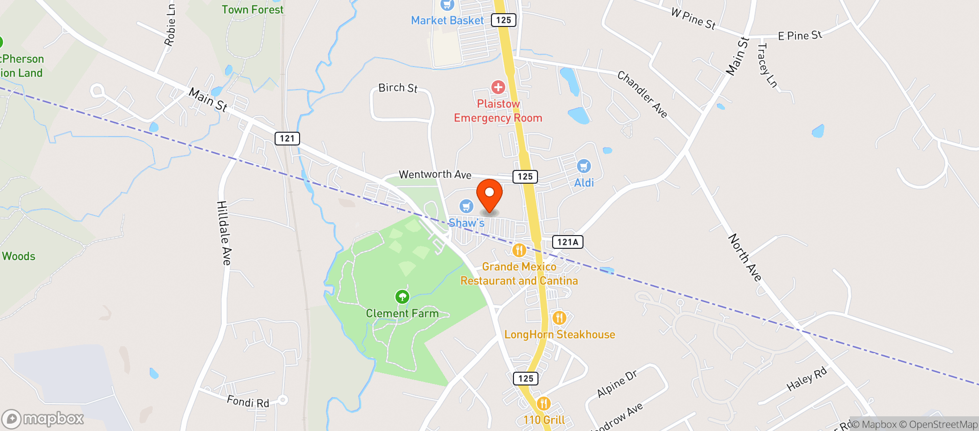 Map showing Shaws